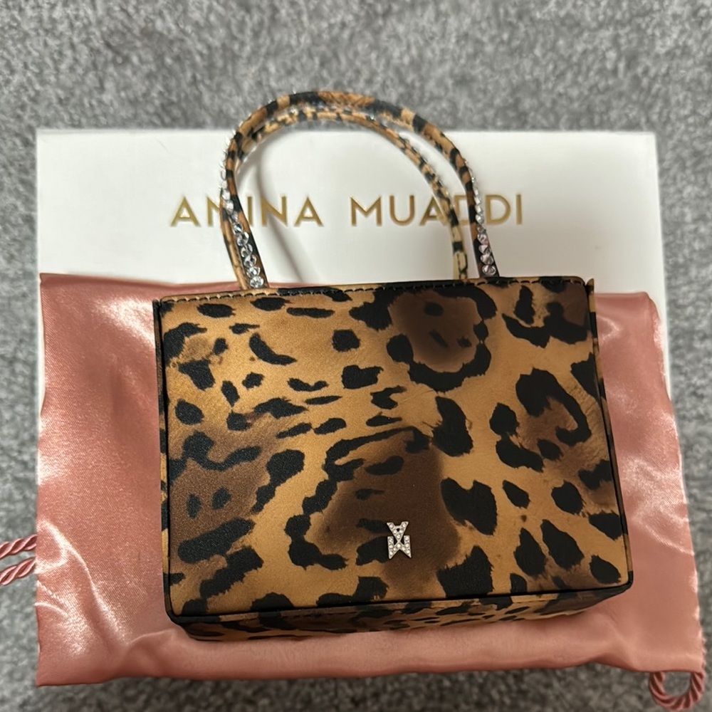 Superamini Gilda Crystal Trimmed Satin Bag - Leopard